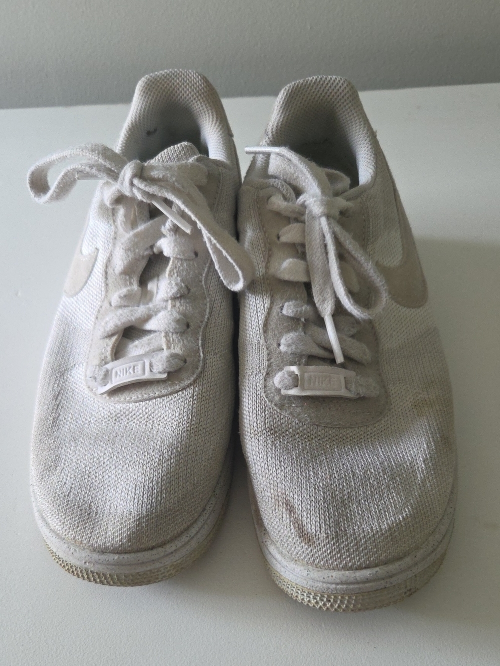 Nike Beige and White Low-Top Sneakers